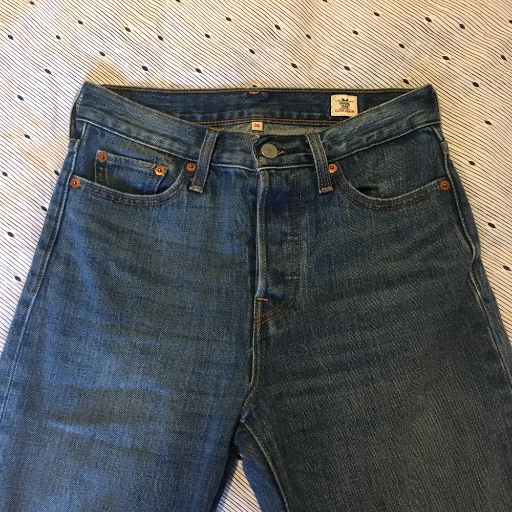 Levi's straight leg raw hem jeans